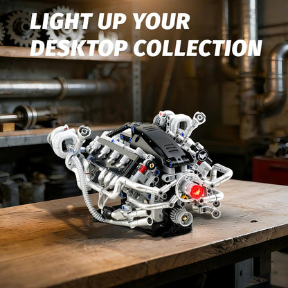 V8 Engine Model Kit that Runs,Visible Building Toys with APP Control, Motor & LED Light, Mini Engine kit for Adults & Boys Kids 14+ Years Old (770PCS)