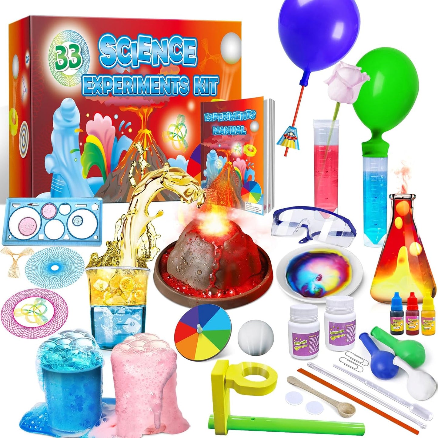 UNGLINGA 111 Experiments Science Kit for Kids, Chemistry Set, S.T.E.M Toys Boys Girls Birthday Gifts, Volcano, Crystal, Physics Lab Educational Learning Project