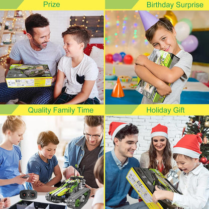 BIRANCO. Remote Control Tracked 3in1 Stunt Racer Building Kit - RC Car STEM Construction Toy, Gift Idea for Kids, Boys and Girls Ages 8-12 Year Old (353 Pcs)