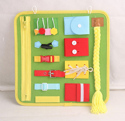 Montessori Felt Busy Board, Portable Sensory Toy, Fine Motor Skills & Life Skills Learning Board,Model a