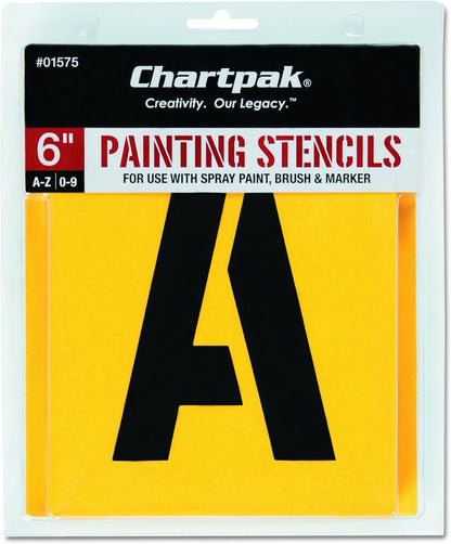 Chartpak Letter and Number Painting Stencils, A-Z and 0-9, 6 Inches H, 35 per Pack (01575)