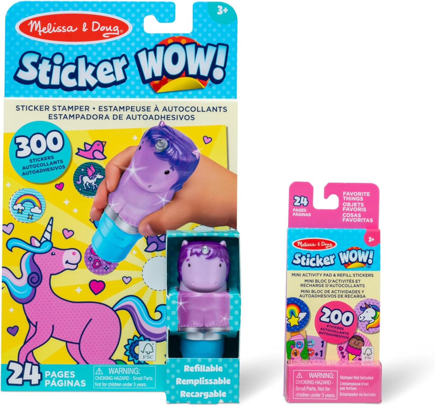 Melissa & Doug Sticker Wow!™ Sticker Stamper and 24-Page Activity Pad, 300 Stickers, Arts and Crafts Fidget Toy Collectible Character – Dinosaur - for Kids Ages 3+ - FSC Certified
