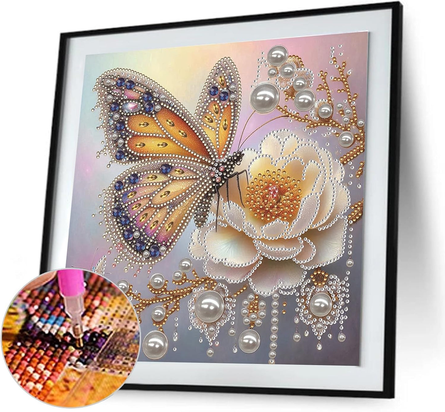 LAKEQUILL Royal Blue Butterfly Special Shaped 5D DIY Partial Drill Home Diamond Art Kit (Butterfly-4)