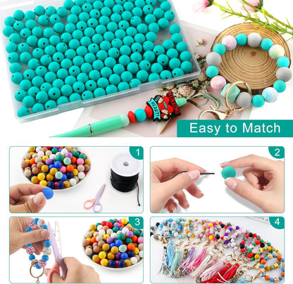 65Pcs 19mm Silicone Beads for Keychain Making Bracelet Necklace, Bulk Round Silicone Beads for Pens（Christmas Green） - Colors A