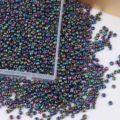 10100 Pcs Size 11/0 Glass Seed Beads, 2 mm Dark Green Small Mini Spacer Loose Pony Beads for Jewelry Making and DIY Crafts - Colors B