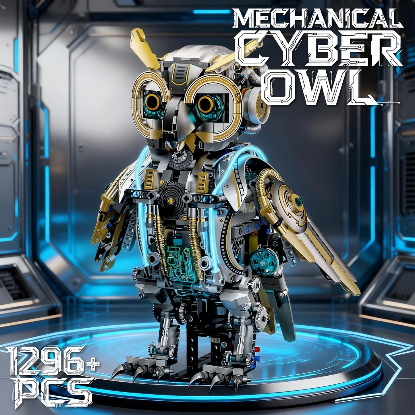 Mechanical Owl Building Blocks Engineering Construction Set for Kids and Adults Detailed Mechanical Model with Gears and Lights for Collectors