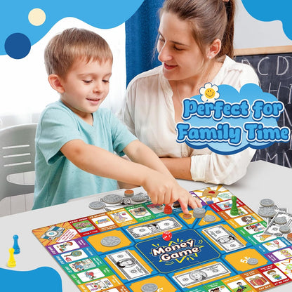 Torlam Money Board Games for Kids, Coins and Bills Toddler Pretend Play Toys, Money for Kids Learning Education Kindergarten Math Games Math Manipulatives, Homeschool Supplies Classroom Must Haves