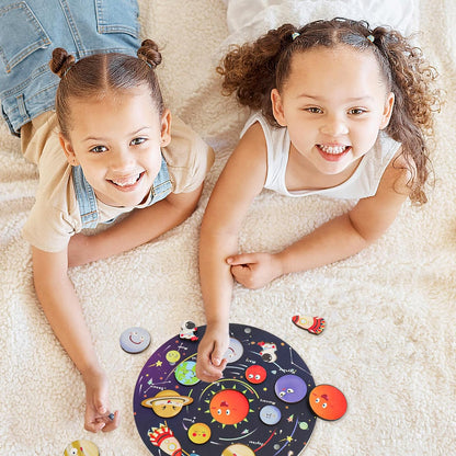 Zeoddler Solar System Puzzle for Kids 3-6, Wooden Space Toys, Planets for Kids, Preschool Learning Activities, Gift for Boys, Girls