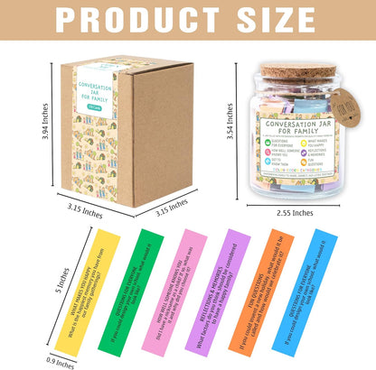 Conversation Cards for Kids In Jar, 150 Cards, Connect, Build Social Emotional Learning Skills, Mental Health Decor for School, Counseling Decor, Back to School Supplies