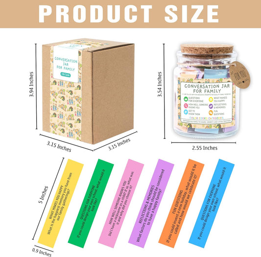 Conversation Cards for Kids In Jar, 150 Cards, Connect, Build Social Emotional Learning Skills, Mental Health Decor for School, Counseling Decor, Back to School Supplies