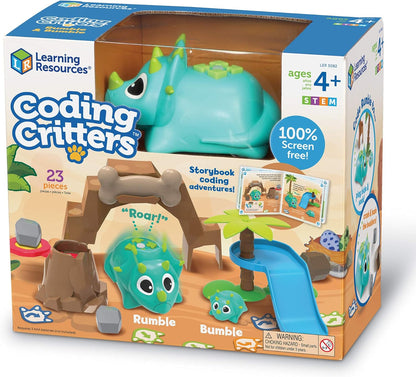 Learning Resources Coding Critters Rumble & Bumble Set, Electronic Learning & Education Toys, Screen Free Toys For Kids, STEM Coding For Kids Ages 4 and Up, Interactive Dinosaur Kit