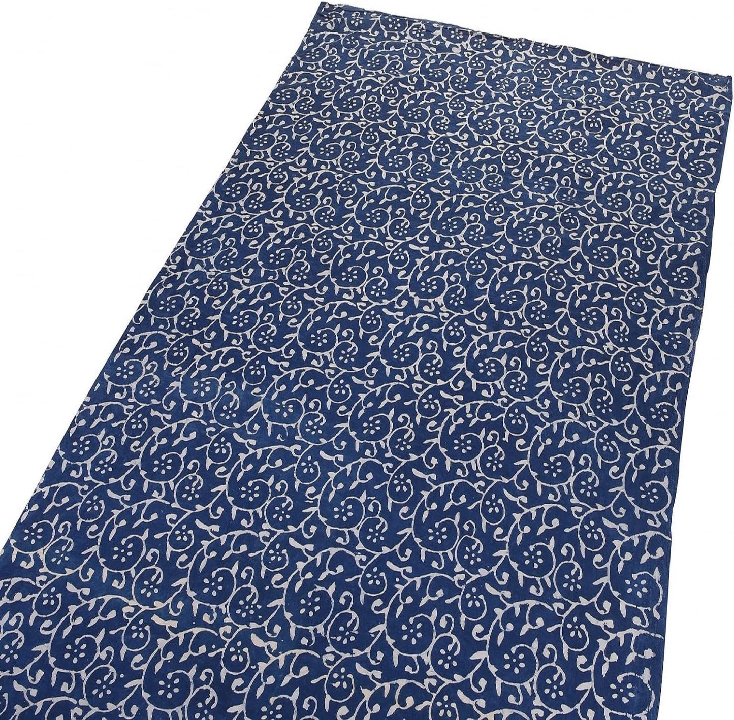 Trade Star Floral Print Fabric for Crafting 3 Yard Indigo Fabric 100% Cotton Fabric by the Yard Indian Hand Block Printed for Dressmaking Beautiful Textile for Women Width 44 Inches (Pattern 8)