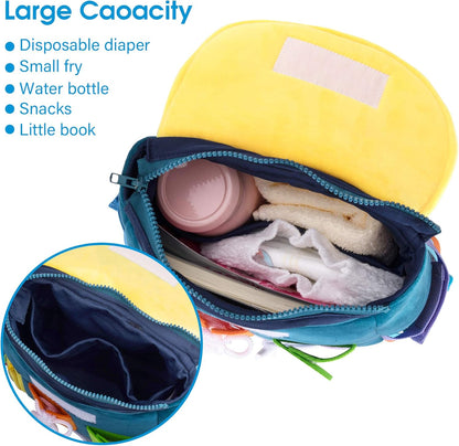 Busy Board - Toddler Backpack with Buckles and Learning Activity Toys - Develop Fine Motor Skills and Basic Life Skills - Learn to Tie Shoes - Children's Travel Toy