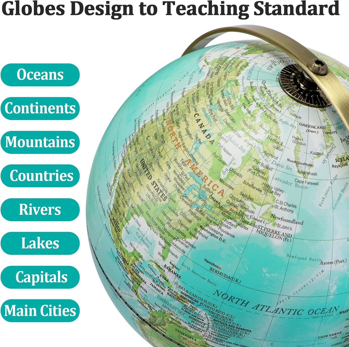 Globe for Kids Illuminated Globes of the World with Stand & Animals Illustrations Earth World Globe Night Light for Kids' Room Decor Classroom Educational Tool Birthday Gift, Dia 8-inch