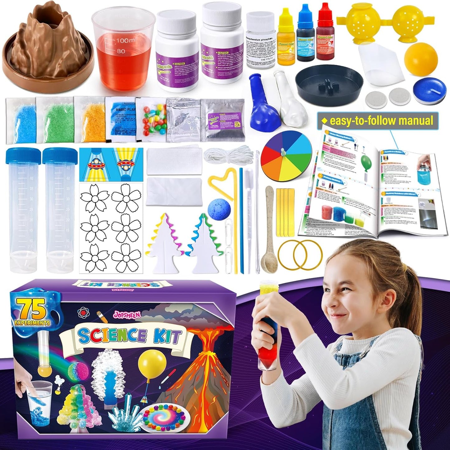 110+ Science Experiments Kits for Kids, Science Projects STEM Activies Toys Gifts for Boys & Girls, Volcano Eruption, Chemistry Set and More Scientist Educational Toys