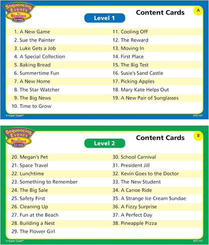 Super Duper Publications | Sequencing Events in Stories Fun Deck Flash Cards | Educational Learning Resource for Children