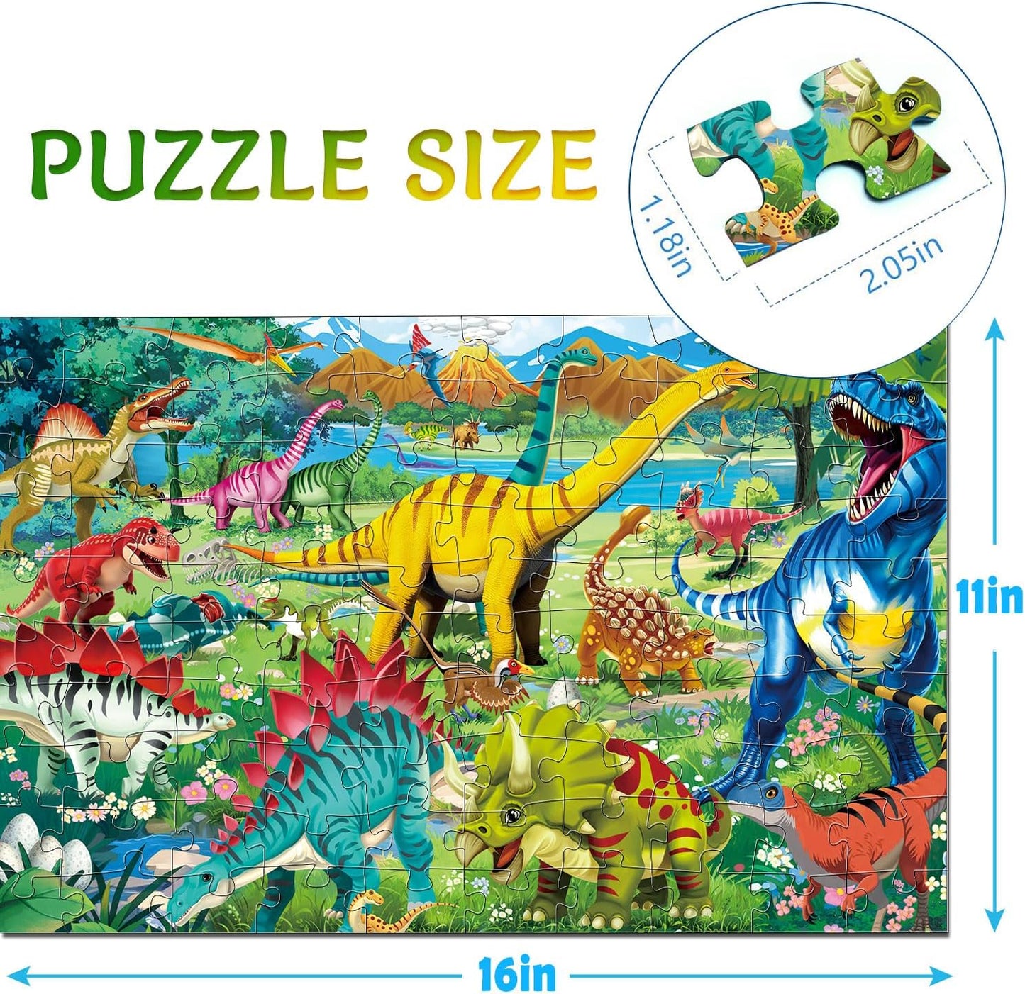 Puzzles for Kids Ages 4-8 Year Old,100 Piece Dinosaur Jigsaw Puzzle for Toddler Children Learning Educational Puzzles Toys for Boys and Girls - Every Piece is Unique