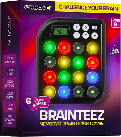 Croove Brain Teasers & Memory Game, 6 Fun Games for Kids, Easter Basket Stuffers, Cool Stocking Stuffers Toys, Best Activities for Boy, Gift Ideas for Boys & Girls Ages 6-8 9 10 11+ Year Old