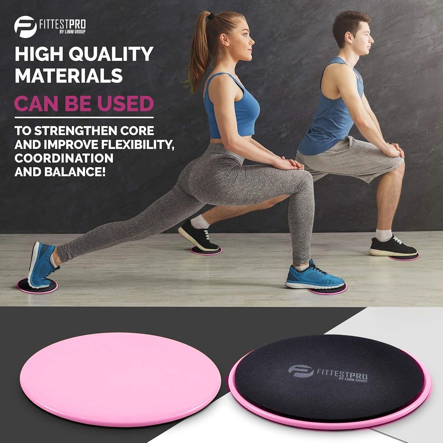 Limm Core Sliders for Working Out - Exercise Sliders Fitness, Stability, Ab, Legs & Full Body (Set of 2) - Bonus Carry Bag & Workout Ebook - Gym Gliding Disc Pads for Hardwood, Carpet & More