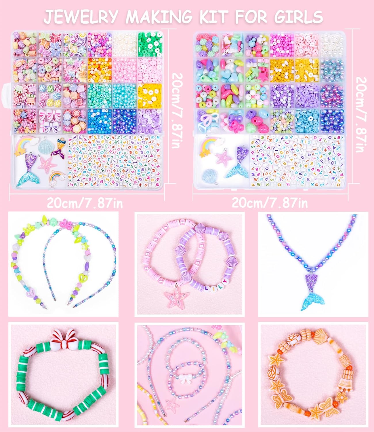 MiuCo Bracelet Making Kit for Kids Girls - Cute Beads for Jewelry Making Kit with Charms - Arts and Crafts for Make Necklaces - Birthday Gifts for Girls Ages 5 6 7 8 9 10 (Kids' Jewelry Making Kits)