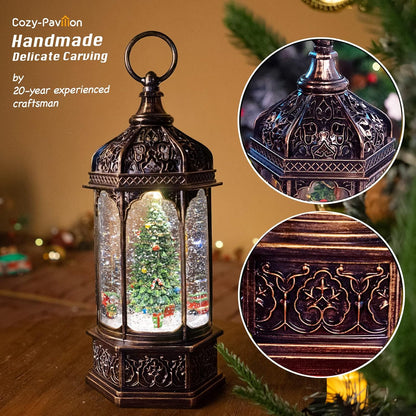 Musical Christmas Snow Globes Lantern, 7.87" Lighted Electric Snowglobes with 8 Holiday Songs 6H Timer Dual Power, Snowman Christmas Ornaments Snow Globe for Kids Adults Xmas Decor Gifts for Men Women