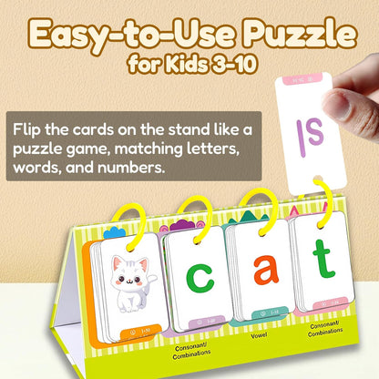English Learning Pocket Chart Calendar Set for Kids 3-10 - Sentence Building Puzzle Games, Word Games, Phonics Flash Cards, Early Education Classroom Home Preschool (Advanced Set)