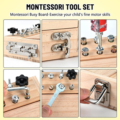 Montessori Screwdriver Board Set, Montessori Toys for 3 4 5 with 6 Locks and Keys, Toddler Screwdriver Toy, Kids Tool Set, Preschool Learning Sensory Toy, Fine Motor Skills Toys