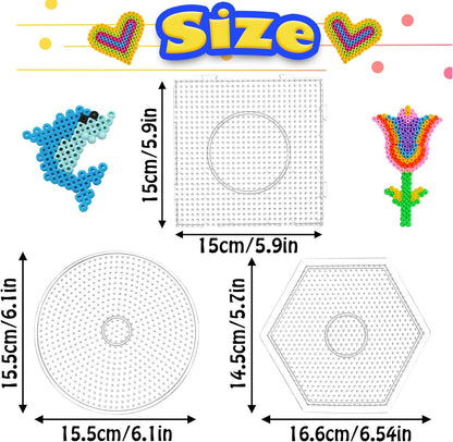 Yowamho 7pcs 5mm Fuse Bead Board - 7pcs Patterns, Squares Can be Pieced Together, Fuse Beads Pegboards is Suitable for DIY Crafts.