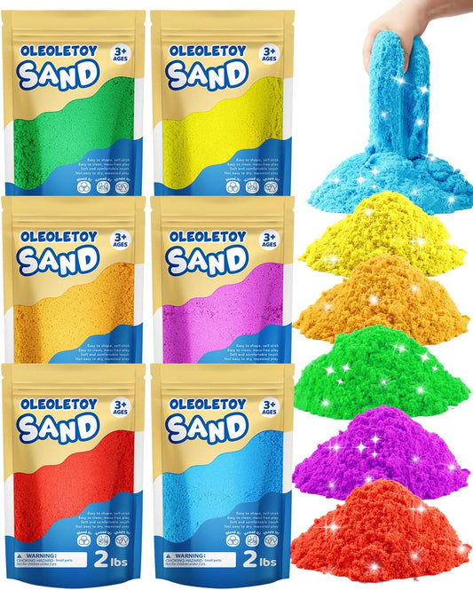 OleOletOy Colored Sand Bulk for Kids: 12 Lbs Large Pack Multicolor Moldable Sand - Classroom Activities for Kids Boys Girls Age 3-8 Sensory Play - Bulk Sand for Sandbox Party Favors Sensory Bin Filler