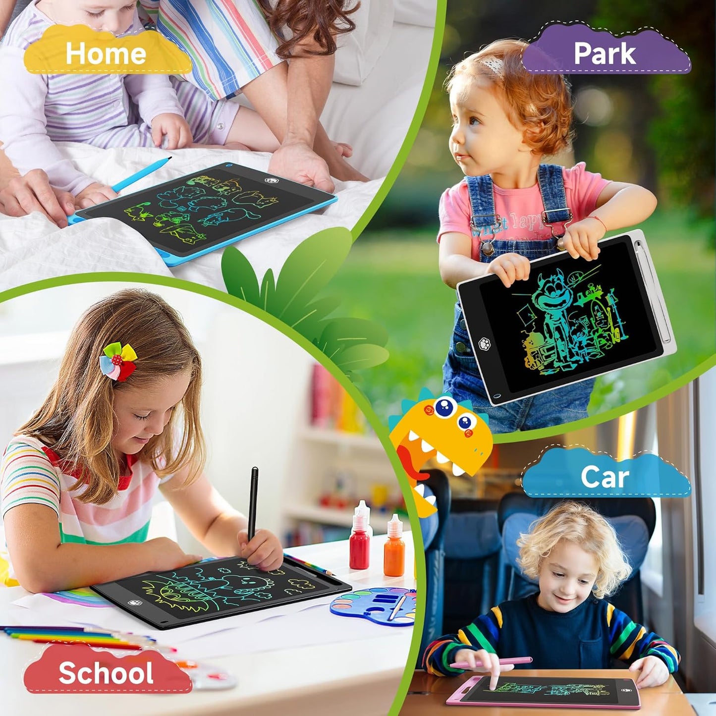 2 Pack LCD Writing Tablet, Electronic Drawing Writing Board, Erasable Drawing Doodle Board, Doodle Pad Toys for Kids Adults Learning & Education, 8.5IN(Blue+Pink)