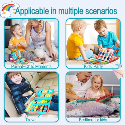 Busy Board for Toddlers 1-3 Sensory Busy Book for 1+ Year Old Boys Girls Montessori Learning Activity Books Birthday Christmas Toddler Gift (Green)