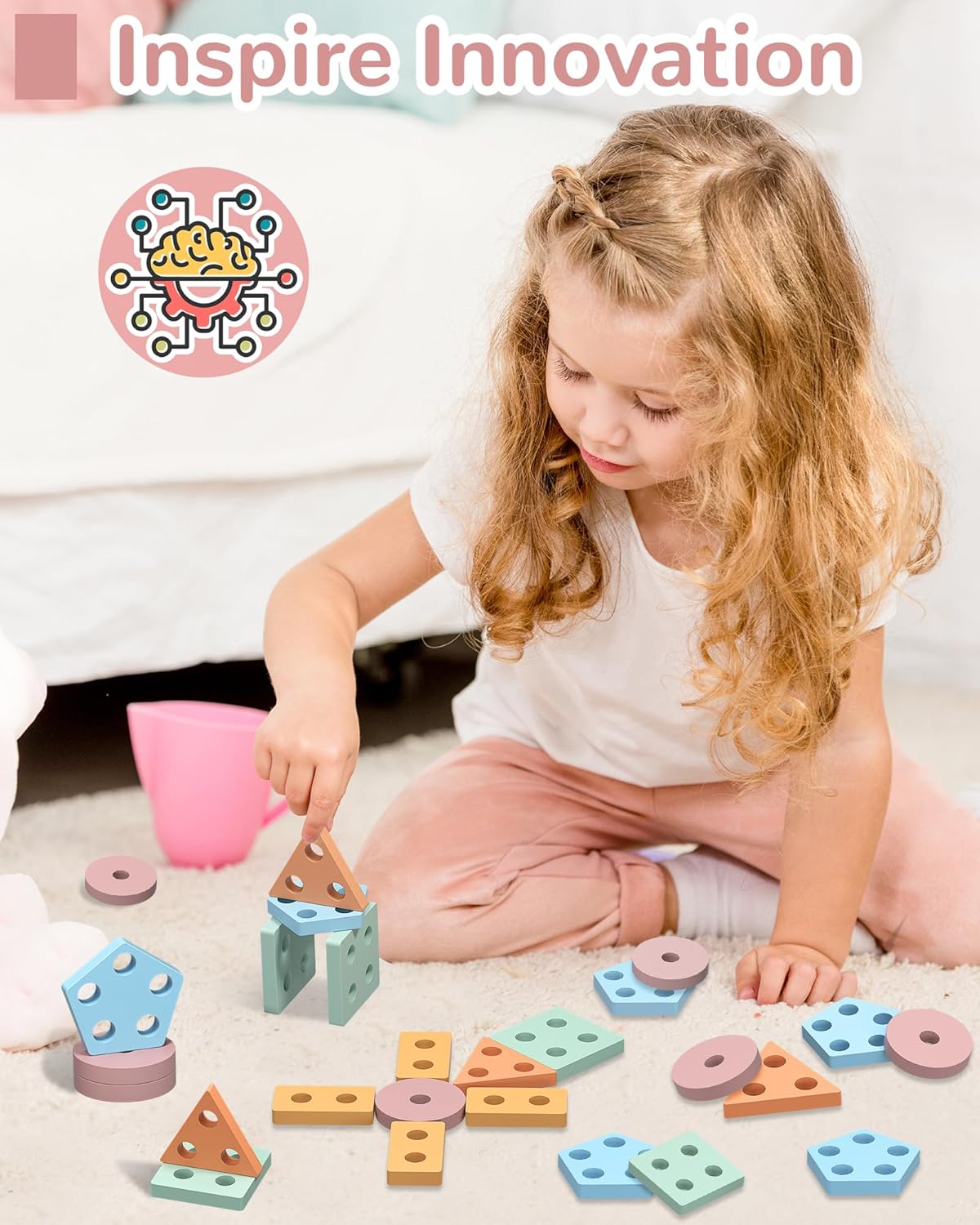 Tonberless Montessori Toys for 1 2 3 Year Old Boy Girl, Toys for Ages 2-4 Toddlers Kids Baby, 1 2 Year Old Boy Girl Birthday Gifts, Wooden Learning Puzzles Shape Sorter Toys for Toddlers 1-3