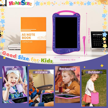 [ClimatePartner Certified] HOMESTEC Astrodraw Drawing Pad, Colorful LCD Writing Tablet for Kids, Doodle Board for Toddlers 3 4 5 6 Years Old, Travel Toy Birthday Gift for Boys Girls (Aqua/Purple)