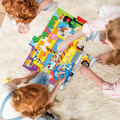 Jumbo Floor Puzzle for Kids, Large Jigsaw Puzzles 24 Piece for Kids Ages 3-5,Preschool Learning & Education Toys, Gifts for 4-8 Year Old Boys and Girls (Jungle Animals)