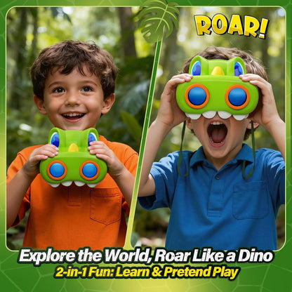 Dinosaur Toys for Boys Age 3-12 Kids Binoculars, Dinosaur Binoculars with Compass & Bird Watching Manual,3 4 5 6 7 8 9 10 11 12 Year Old Boys Toys, Outdoor Camping Exploration (Green)