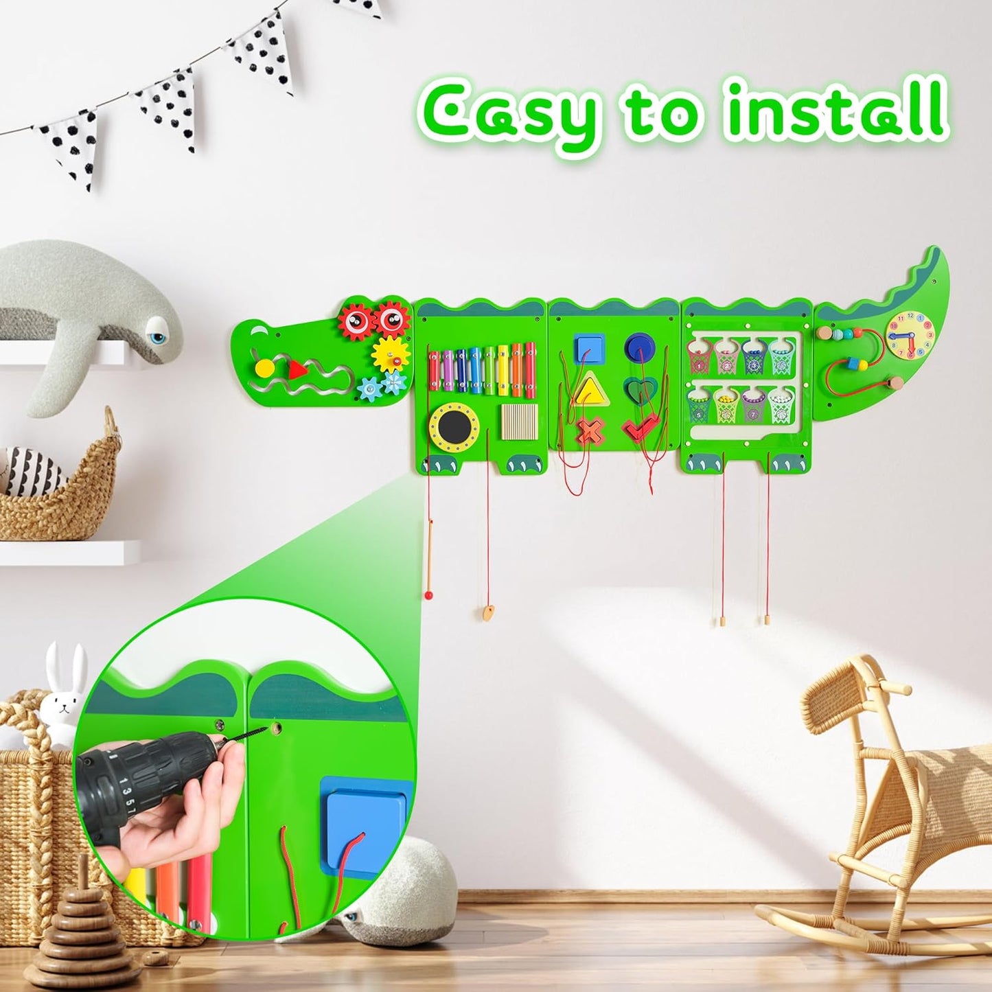 Unicorn Sensory Wall Panel for Kids - Activity Wall Busy Board Panels, Montessori Toddler Wall Activity Board, Wall Toys for Toddlers 3, Activity Cube, Perfect for Toddler Playroom, Pink