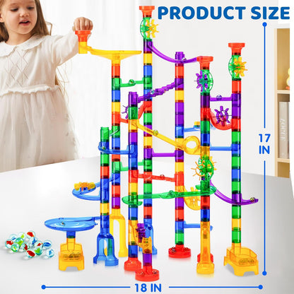 JOYIN 150Pcs Glowing Marble Run- Construction Building Blocks Toys with 5 Glow in The Dark Glass Marbles, STEM Educational Building Block Toy, Birthday Gifts, Easter Basket Stuffers
