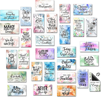 Xuhal 60 Pcs Inspirational Magnets Bulk Rectangle Positive Affirmation Magnets Decals Decorative Inspiring Quotes Fridge Magnetic Stickers for Adults Students Team Motivational Gifts (Classic)