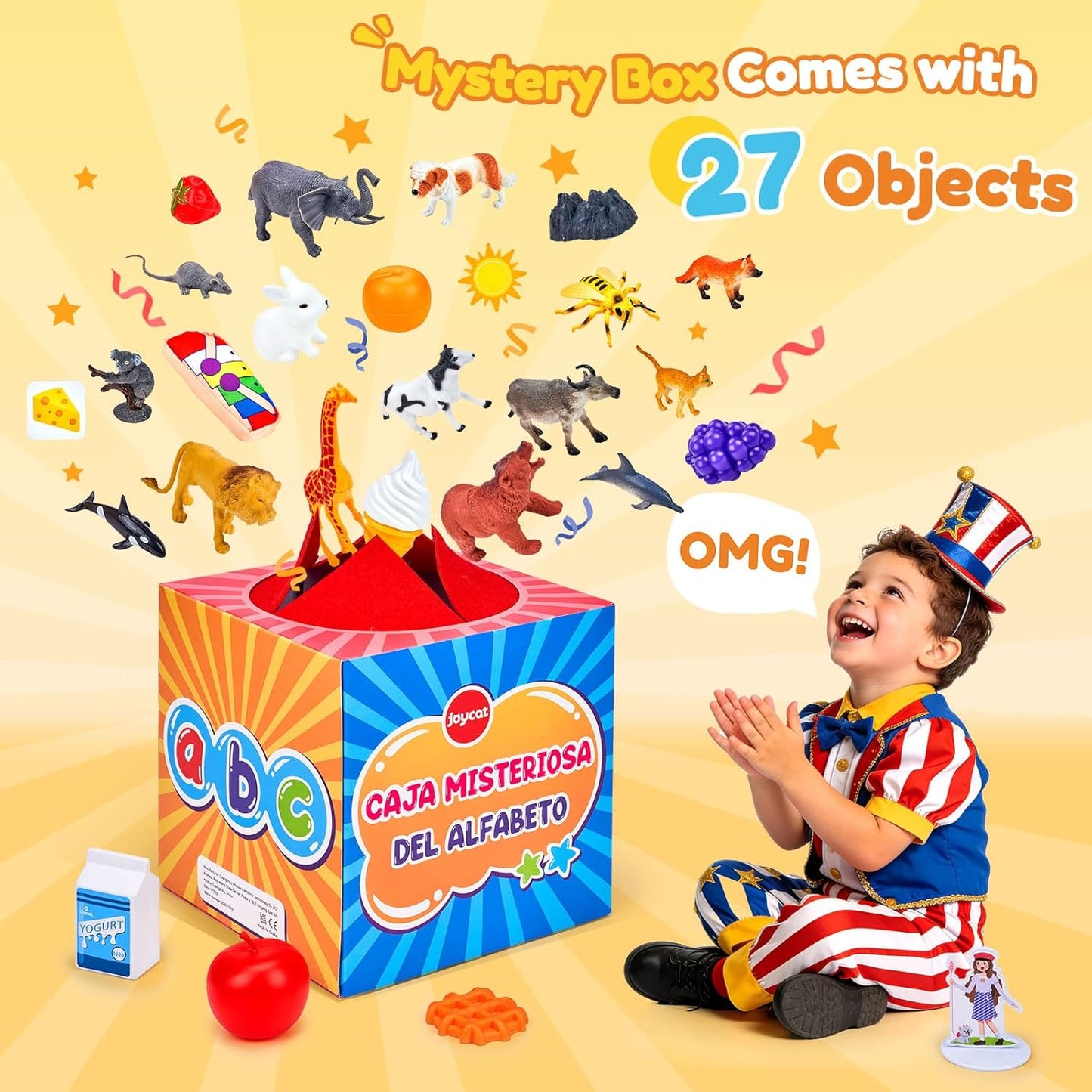 JoyCat Mystery Alphabet Box for Kids 26 PCS Letters Sorting Matching Game Activities Letter Sounds Fine Motor Learning Toys for Preschool Kindergarten Classroom - Easter Basket Stuffers Gifts