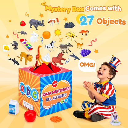 JoyCat Mystery Alphabet Box for Kids 26 PCS Letters Sorting Matching Game Activities Letter Sounds Fine Motor Learning Toys for Preschool Kindergarten Classroom - Easter Basket Stuffers Gifts