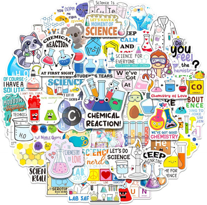 YTSQLER 200 PCS Chemistry Stickers, Funny Laboratory Stickers for Water Bottle Laptop Notebook, Waterproof Chemistry Decals for Teachers Students Kids Teens Adults