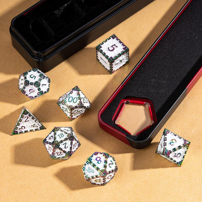 UDIXI Steampunk Metal Dice Set, 7 Die Polyhedral DND Dice Set for D&D Role Playing Game and Math Teaching (Ancient Copper)