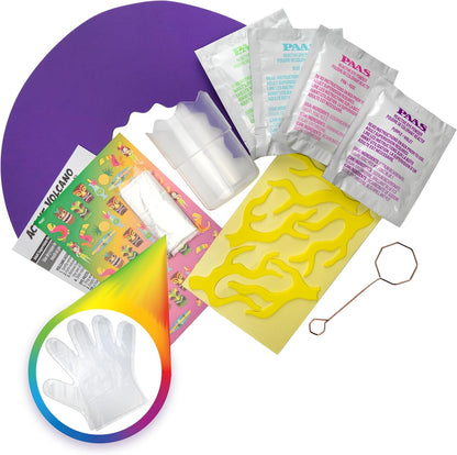 PAAS Eggsperiments Active Volcano Easter Egg Decorating Kit – Fun & Educational Kit with 8 Colorful Eruptions, Stickers, and Volcano Assembly Set