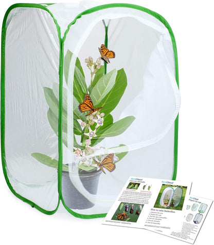 24" Insect and Butterfly Habitat Monarch Butterfly Enclosure for Caterpillars Pop Up 24 Inches Tall Pack of 2