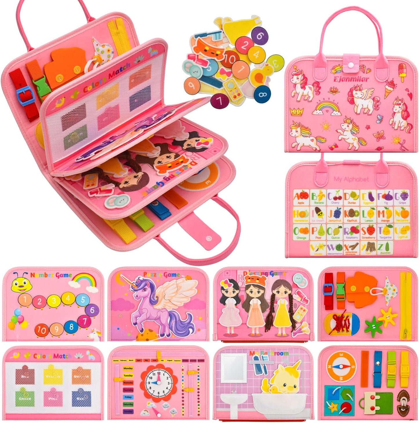 Busy Book for Toddlers 1-3, Montessori Toys Busy Board for 1 2 3 4 Year Old Boy Girl Birthday Gift Educational Learning Quiet Activity Book Airplane Car Travel Toys for Tollders Kids 1-3