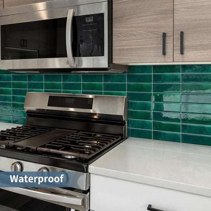 Plain White Peel and Stick Backsplash Tile Rectangle Subway Self Adhesive Wall Tiles for Kitchen (10-Sheet,12"x12")