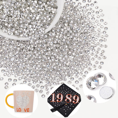 5000PCS SS6/2mm Glass Crystal Rhinestones (Clear), Bedazzling Flatback Rhinestones for Crafting DIY Crafts Nail Art Makeup Decoration, Gems Diamond Charms for Tumbler Shoes Clothing Mug