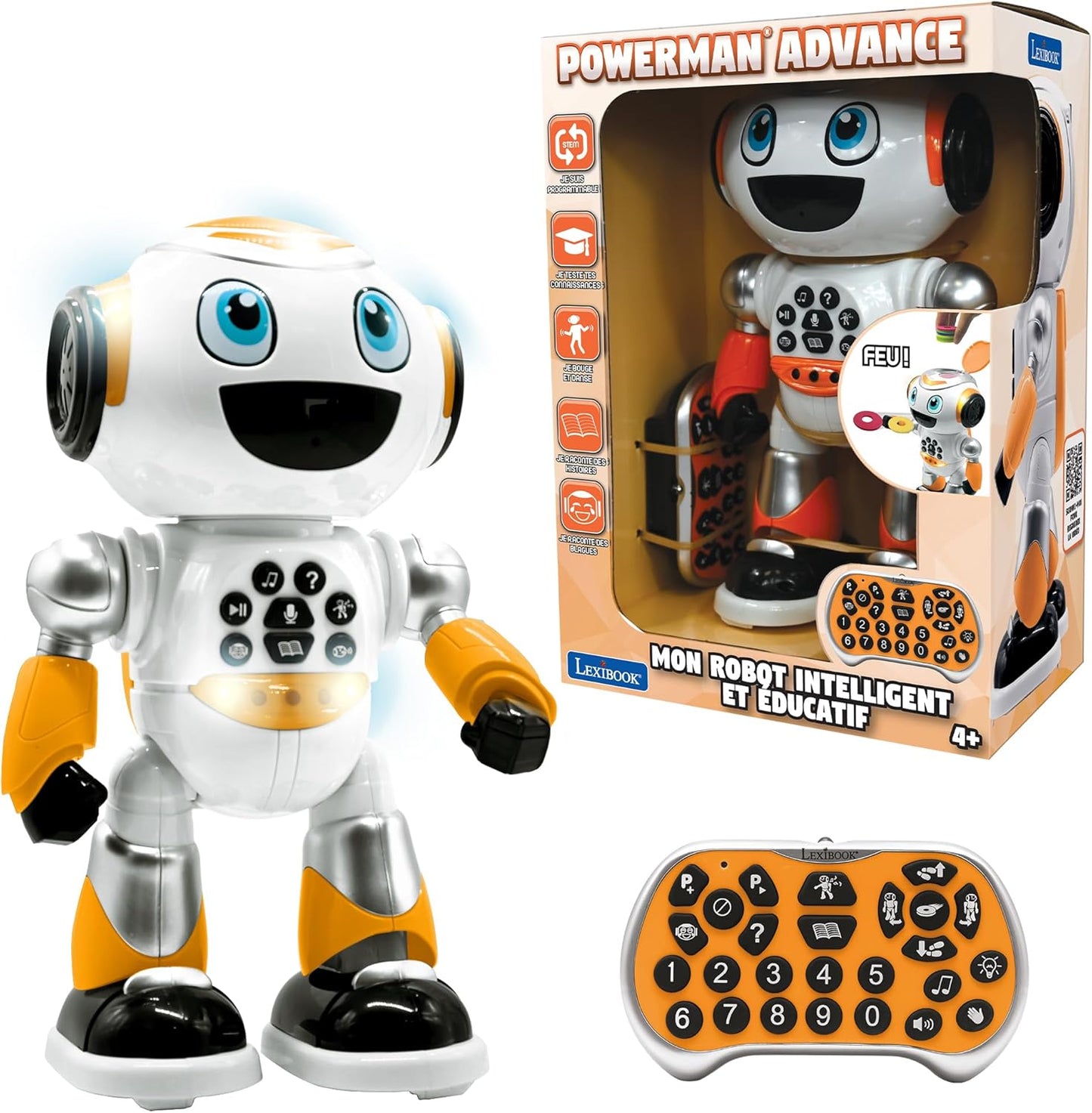 LEXiBOOK, Powerman Neo, My Robot Full of Technology, Remote Control and Gesture Control, Educational Activities in English, Programmable, Music and Dance, Sound and Light Effects, Blue/White, ROB18EN