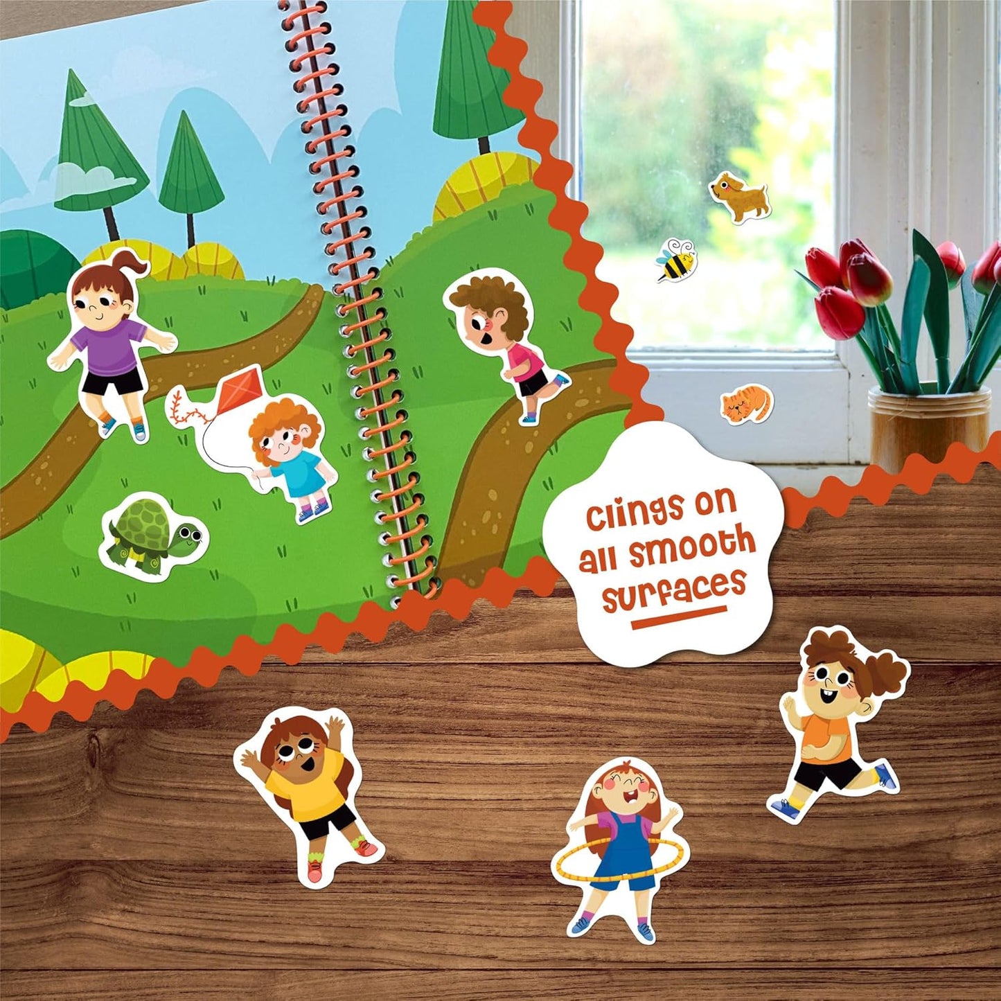Stick4Ever Jelly Sticker Book - for Kids - Waterproof, Easy to Clean Reusable Sticker Book for Toddlers- Reusable Road Trip Activities for Kids - Stocking Stuffers for Toddlers (Wonderland)