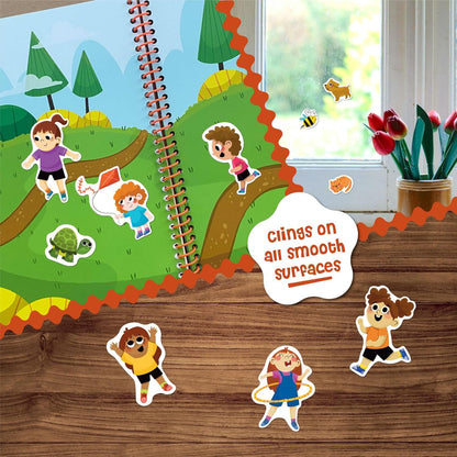Stick4Ever Jelly Sticker Book - for Kids - Waterproof, Easy to Clean Reusable Sticker Book for Toddlers- Reusable Road Trip Activities for Kids - Stocking Stuffers for Toddlers (Wonderland)